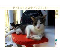 Puzzle CALVENDO Un chat buvant du lait devant une taverne | 1000 pièces, format