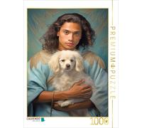 CALVENDO Puzzle Man and Dog | 1000 pièces de la Taille 48 x 64 cm Puzzle Photo pour des Heures heureuses