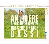 Puzzle · Un Jack Russell Terrier Court dans Un pré | D'autres vont chez le psy, moi je vais juste promener mon chien · 1000 pièces · Format assemblé 64 × 48 cm · CALVENDO Puzzle