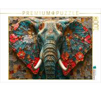 Puzzle · Un Motif du Calendrier Éléphantine | Éléphant aux oreilles fleuries · généré par l'IA · 1000 pièces · Format assemblé 64 × 48 cm · CALVENDO Puzzle