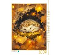 Puzzle · Un Motif du Calendrier Entre Mousse et rosée du Matin | Dans le bruissement des feuilles, le hérisson se blottit · 1000 pièces · Format assemblé 64 × 48 cm · CALVENDO Puzzle