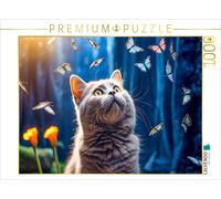 Puzzle CALVENDO Un motif du calendrier Le chat et le papillon | 1000 pièces, for