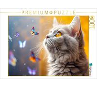 Puzzle CALVENDO Un motif du calendrier Le chat et le papillon | 1000 pièces, for
