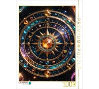 Puzzle · Un Motif du Calendrier : Statues de Signes astrologiques | un calendrier AI coloré · Disque solaire devant l'univers · 1000 pièces · Format assemblé 64 × 48 cm · CALVENDO Puzzle