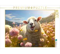 Puzzle · Un Mouton Joyeux dans Un pré Fleuri | Daniela Bertschi Art numérique · 1000 pièces · Format assemblé 64 × 48 cm · CALVENDO Puzzle