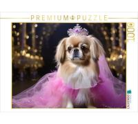Puzzle CALVENDO Un pékinois porte une robe de soirée rose avec une couronne | 10