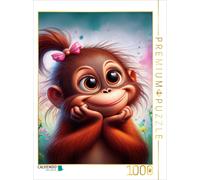 Puzzle CALVENDO Un petit orang-outan orange et rouge regarde d'un air rêveur | 1