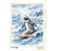 Puzzle CALVENDO Un pingouin en train de surfer | 1000 pièces, format assemblé 64
