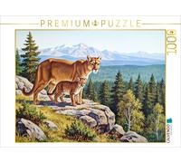 Puzzle CALVENDO Un puma avec son petit sur les rochers | 1000 pièces, format ass