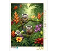 Puzzle CALVENDO Un singe nain aux oreilles en pinceau parmi les fleurs | 1000 pi
