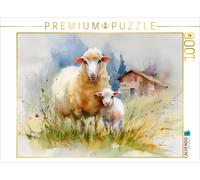 Puzzle CALVENDO Une brebis veille tendrement sur son agneau | 1000 pièces, forma