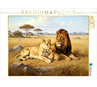 Puzzle CALVENDO Une famille de lions représentée dans un tableau | 1000 pièces,