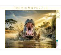 Puzzle CALVENDO Une illustration tirée du calendrier « Hippopotames en action »