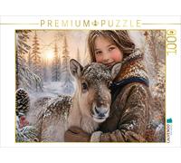 Puzzle CALVENDO Une petite fille sami et un faon de renne. L'amitié dans la forê