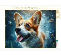 Puzzle CALVENDO Welsh Corgi Pembroke unter Wasser | 1000 pièces, format assemblé