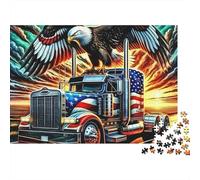 Puzzle Camion géant décoré de Drapeaux,1000 pièces,Carton Robuste,Anti-Stress,idéal pour se détendre à la Maison,pour Adultes,familles,Couples et passionnés.38x26cm/1000 pièces