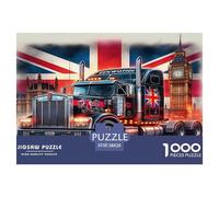 Puzzle Camion Imposant, Défi pour Adultes, Camion Drapeau Britannique, Patriotique, Iconique, Vif, Divertissement Créatif 1000 Pièces, Œuvre d’Art pour Adultes, Cadeau à Partir de 14 Ans, 38x26cm