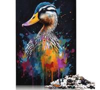 Puzzle Canard Coloré avec Gouttes, Jeu de Bricolage, Puzzle Rectangulaire en Papier pour Cadeau d'anniversaire Garçon ou Fille, 1000 Pièces (75x50cm)
