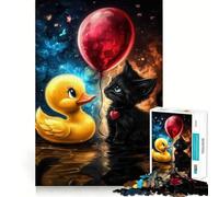 Puzzle Canard en Caoutchouc et Chaton pour Adultes, 1000 pièces, Exercice cérébral, détente, Bords précis, Collection Artistique (50x75cm)