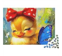 Puzzle Canard Jaune 1000 pièces Adultes, Canard nœud Rouge Papillon Bleu, épais, Robuste, Haute qualité, Vibrant, défi Difficile, Cadeau 52x38cm/1000pcs