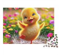 Puzzle Canard Jaune 1000 pièces Adultes, caneton Heureux Dansant flaque, épais, Robuste, Vibrant, défi, Anti-Stress, Jeu Familial, Cadeau 52x38cm/1000pcs