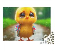 Puzzle Canard Jaune Difficile 1000 pièces Adultes, caneton Triste Pluie Chemin Campagne, épais, Robuste, Haute qualité, Vibrant, défi, Anti-Stress 52x38cm/1000pcs