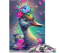 Puzzle Canards avec couronnes de Fleurs, 100% Carton recyclé, Puzzle de qualité supérieure pour Adultes et Enfants, Cadeaux d'halloween, 1 000 pièces (75 x 50 cm)