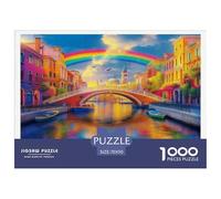 Puzzle canaux Venise, coloré onirique, 1000 pièces Papier recy ucatif, décoration, 70x50cm