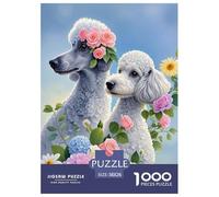 Puzzle Caniche 1000 Pièces en Carton pour Adultes Jeu D’activité Intérieure Puzzle Deux Caniches Idée Cadeau Décoration Intérieure 38x26cm/1000pcs
