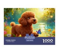 Puzzle Caniche 1000 Pièces pour Adultes Et Enfants, Jeu De Famille, Casse-tête Buisson Fleuri de Printemps, Décoration Intérieure, Cadeau Adulte 70x50cm/1000pcs