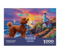 Puzzle Caniche 1000 Pièces pour Adultes Et Enfants, Jeu De Famille, Puzzles Fleurs et Phare, DéCoration, Cadeau Anniversaire 70x50cm/1000pcs