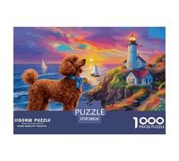 Puzzle Caniche 1000 Pièces pour Adultes Et Enfants, Jeu De Famille, Puzzles Fleurs et Phare, DéCoration, Cadeau Anniversaire 38x26cm/1000pcs