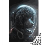 Puzzle Caniche Astronaute Adulte 1000 Pièces en Bois pour Mur 75x50cm