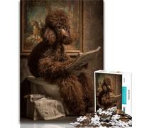 Puzzle Caniche aux Toilettes pour Adolescents, 1000 Pièces, Jeu Éducatif Difficile à Compléter, Amusant et Humoristique pour Anniversaire (38x26cm)