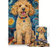 Puzzle Caniche Nuit Étoilée pour Adolescents 1000 Pièces Renforce la Mémoire Passe-Temps Calme Qualité Cadeau Festif (38x52cm)