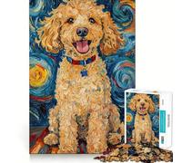 Puzzle Caniche Nuit Étoilée pour Adolescents 1000 Pièces Renforce la Mémoire Passe-Temps Calme Qualité Cadeau Festif (38x52cm)