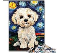 Puzzle Caniche sous Le Ciel Nocturne 1000 pièces pour Adultes et Adolescents, Jeux éducatifs à Faire soi-même avec Affiche et fiche de Questions Assorties (à partir de 14 Ans) (26x38cm)