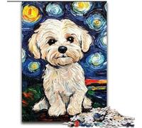 Puzzle Caniche sous Le Ciel Nocturne pour Adolescents, 1000 pièces, Jeu Familial Anti-Stress, défi Difficile, Cadeaux pour Amis et Famille (50x75cm)