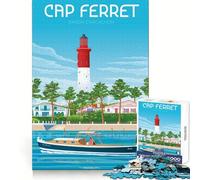 Puzzle Cap Ferret Bassin Arcachon pour Adultes 1000 pièces Exercices de logique, détente et Loisirs Bords Nets Idée Cadeau pour Noël (38x52cm)
