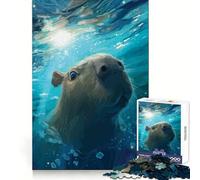 Puzzle Capybara Nagant sous l'eau pour Adolescents 1000 Pièces Intellectualisation et Habileté Loisirs Paisibles Nettoyage à l'Étreinte Cadeau d'hiver (38x26cm)