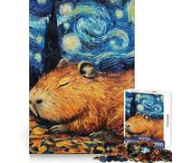 Puzzle Capybara Nuit Étoilée pour Adolescents 1000 Pièces Développe la Mémoire, Évasion et Sensation Découpe Précise Cadeau Souvenir (38x52cm)