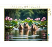 Puzzle · Capybaras - des capybaras dans Leur élément | Un motif du calendrier Capybaras · Les capybaras, maîtres de… · 1000 pièces · Format assemblé 64 × 48 cm · CALVENDO Puzzle