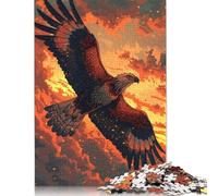 Puzzle carré 1000 pièces Aigle en Plein vol Coucher de Soleil pour Adultes Puzzles en Bois Jeu Stimulant Puzzles 1000 pièces (75 x 50 cm) Cadeaux de Noël
