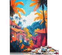 Puzzle carré 1000 pièces Bali Art Poster pour Adultes et Puzzles en Bois, Jeu éducatif, Jouet de défi, 1000 pièces (75 x 50 cm)