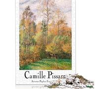 Puzzle carré 1000 pièces Camille Pissarro Peinture de peupliers d'automne pour Adultes et Puzzles en Bois Jeu éducatif 1000 pièces (75 x 50 cm)