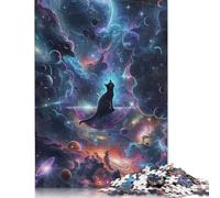 Puzzle carré 1000 pièces Chat Cosmique sur Tapis Magique pour Adultes et Puzzles en Bois Jeu éducatif Défi Jouet 1000 pièces (75 x 50 cm)