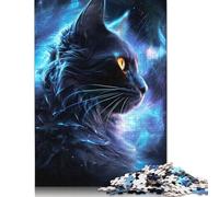 Puzzle carré 1000 pièces Chat Mystique de l'espace pour Adultes et Enfants, Cadeaux de Noël (75 x 50 cm)