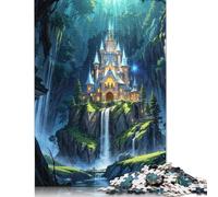 Puzzle carré 1000 pièces Château Fantastique Cascade pour Adultes et Puzzles en Bois Jouets éducatifs Jeux familiaux 1000 pièces (75 x 50 cm)