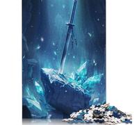 Puzzle carré 1000 pièces Épée sous Le Cristal pour Adultes, Puzzles en Bois, Jeux de défi Uniques, 1000 pièces (75 x 50 cm)