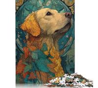 Puzzle carré 1000 pièces Golden Retriever dans Un Style Art Nouveau automnal pour Adultes Puzzles en Bois Jeux de défi Uniques 1000 pièces (75 x 50 cm)